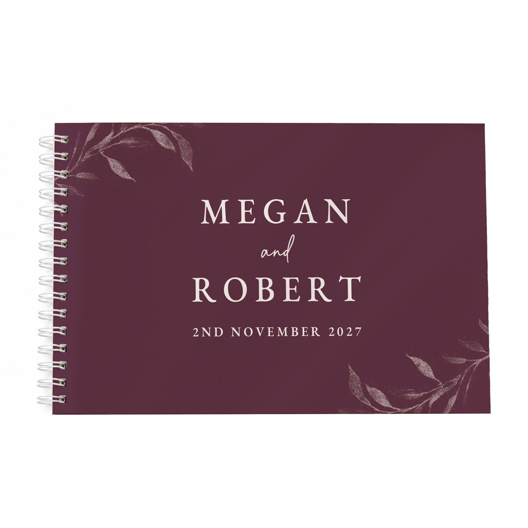 Personalised Botanical Plum Wedding Guest Book, The Personal Shop, personalised gifts