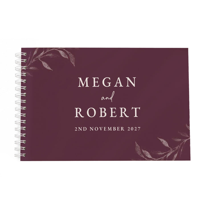 Personalised Botanical Plum Wedding Guest Book, The Personal Shop, personalised gifts