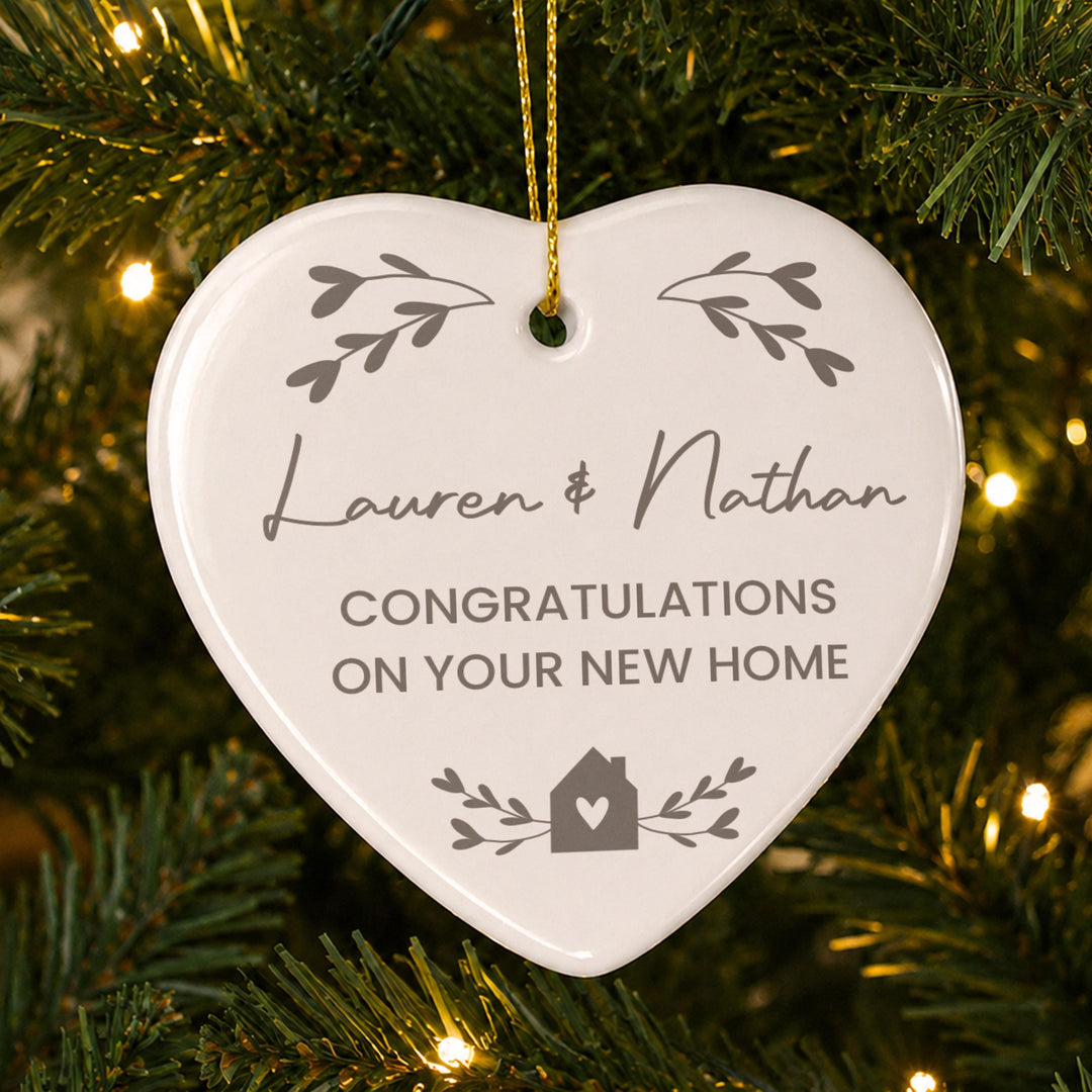 Personalised Little House Ceramic Heart Hanging Decoration, The Personal Shop, personalised gifts