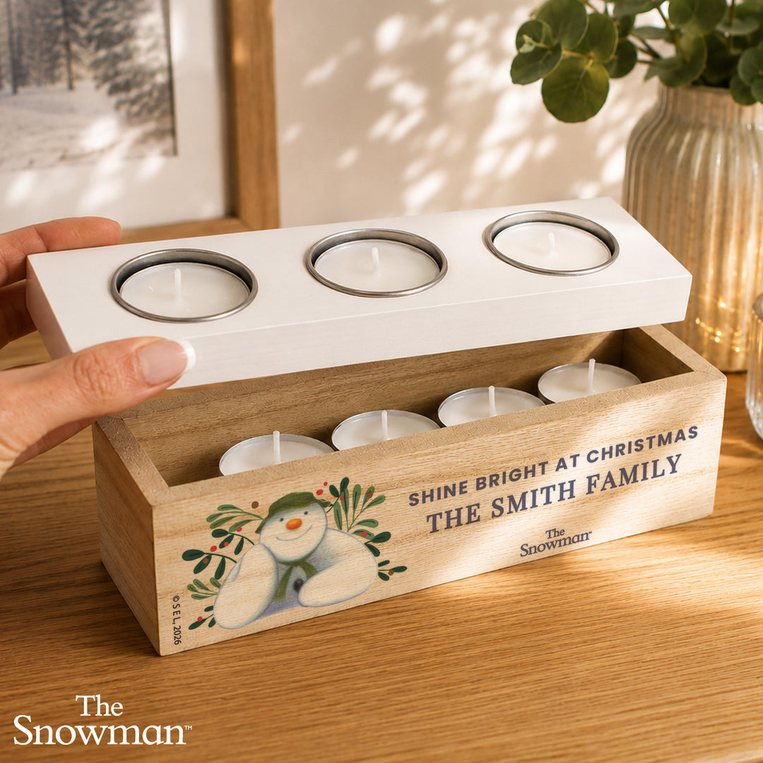 Personalised The Snowman Triple Tealight Holder