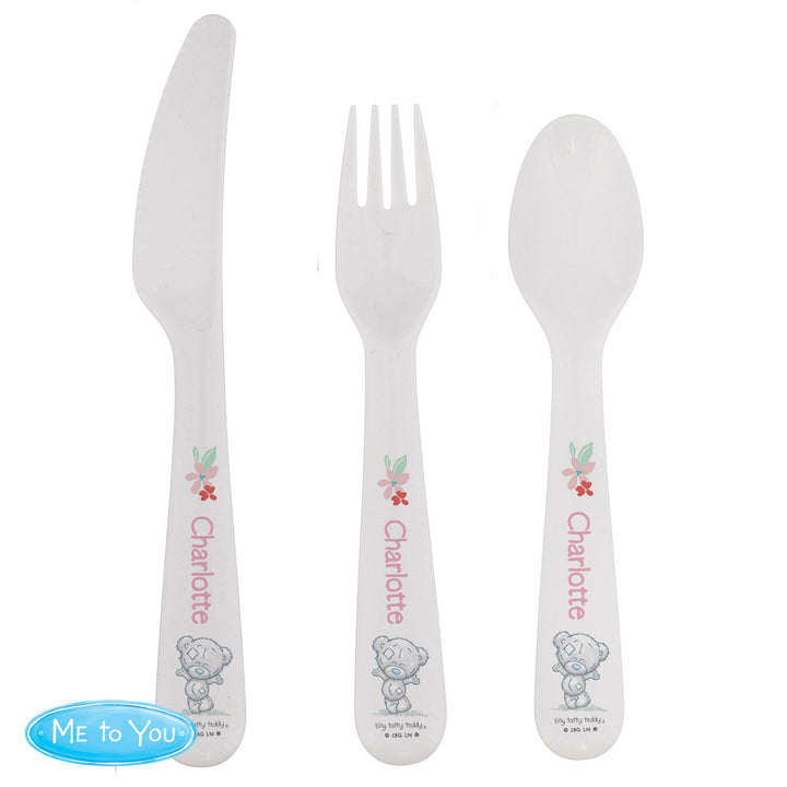 Personalised Tiny Tatty Teddy Woodland Animal 3 Piece Cutlery Set – alternative view