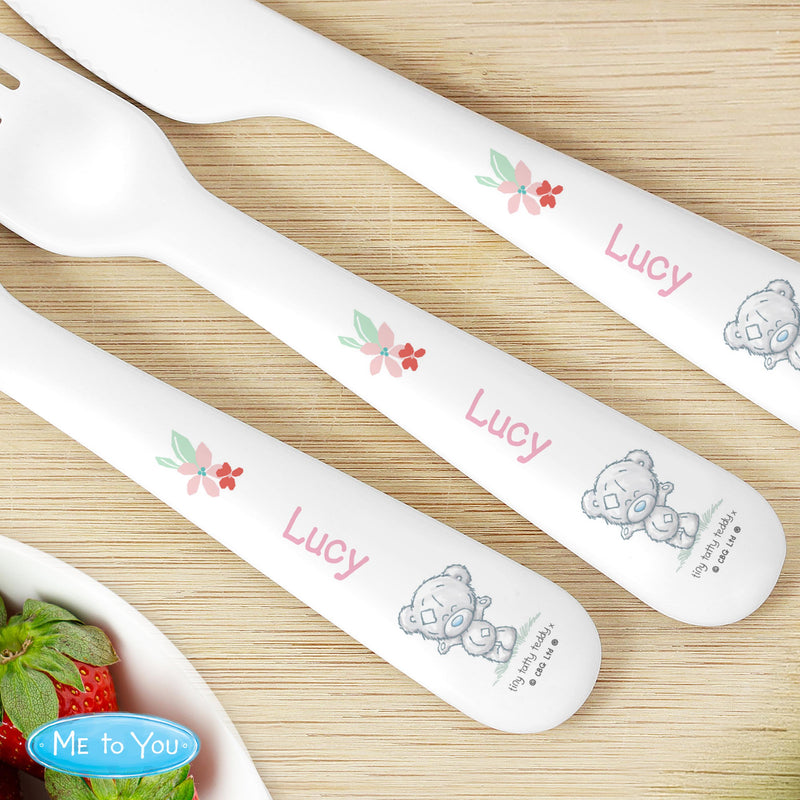 Personalised Tiny Tatty Teddy Woodland Animal 3 Piece Cutlery Set