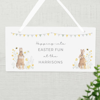 Personalised Spring Bunny Wooden Sign