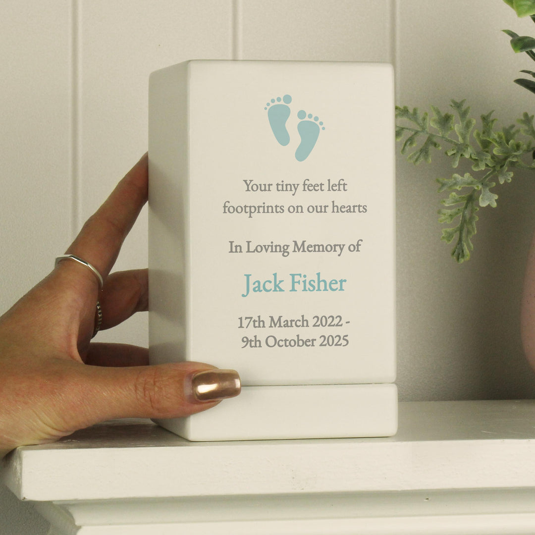 Personalised Baby Boy Small Wooden Urn – alternative view