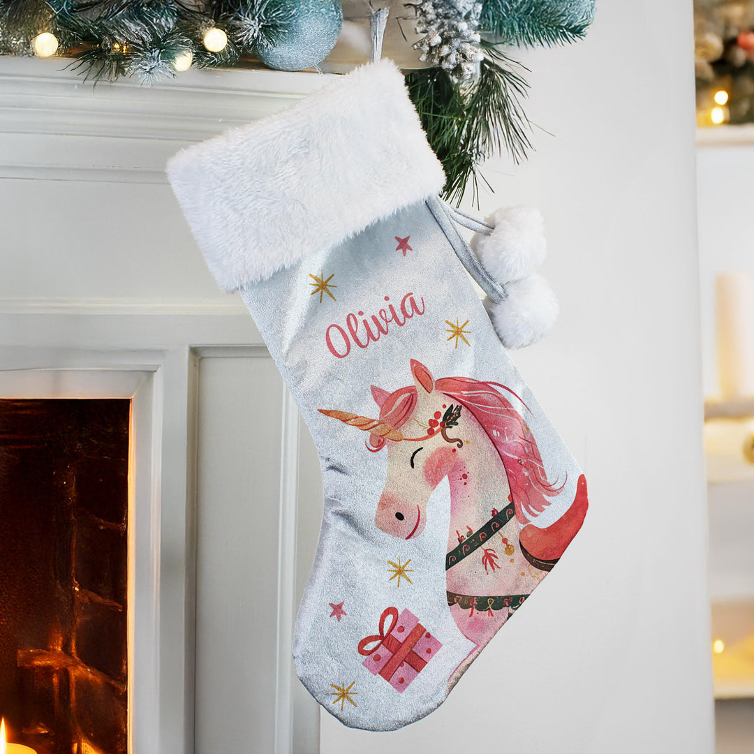 Personalised Unicorn Christmas Stocking – alternative view