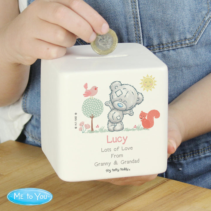 Personalised Tiny Tatty Teddy Woodland Animal Money Box – alternative view