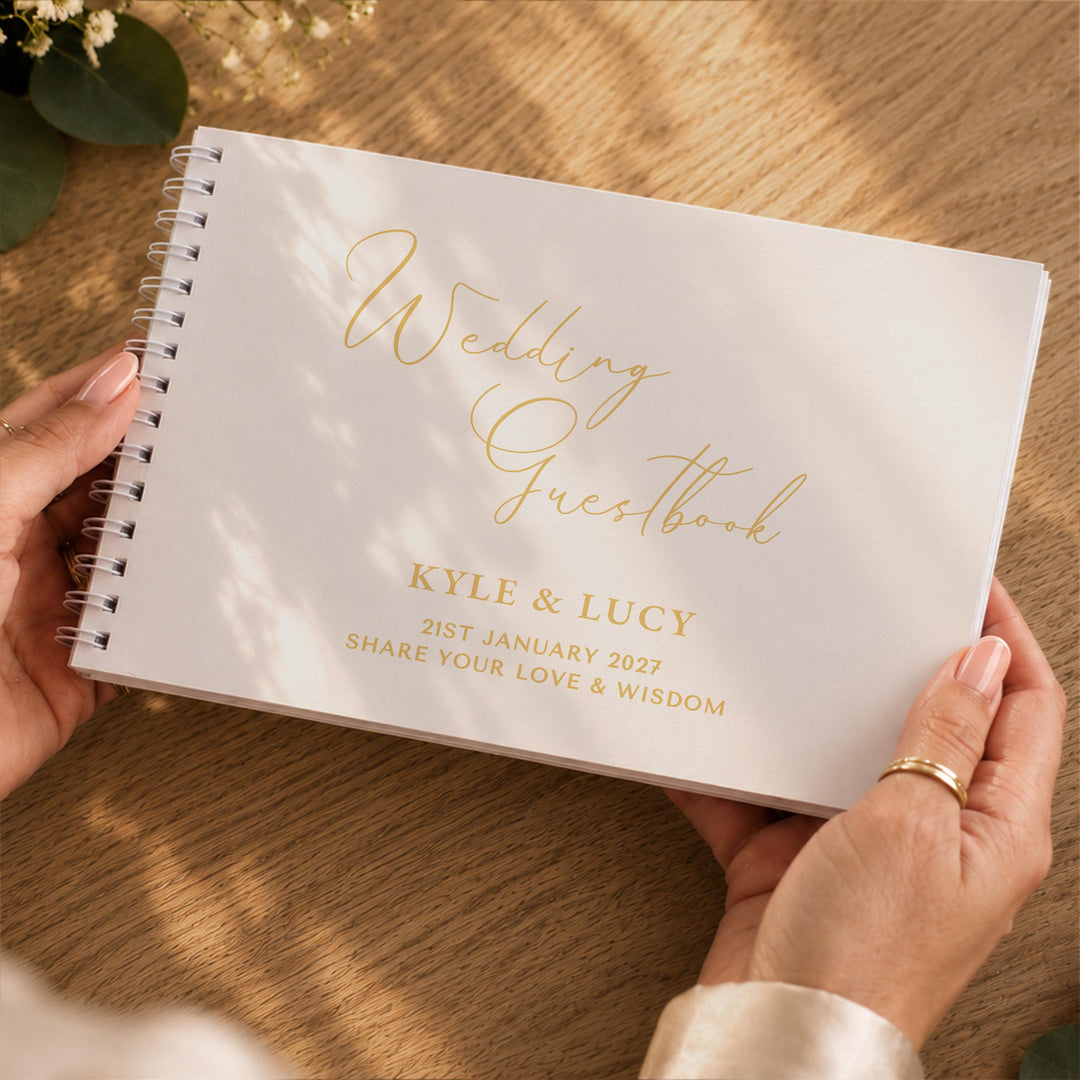 Personalised Off White Wedding Guest Book, The Personal Shop, personalised gifts