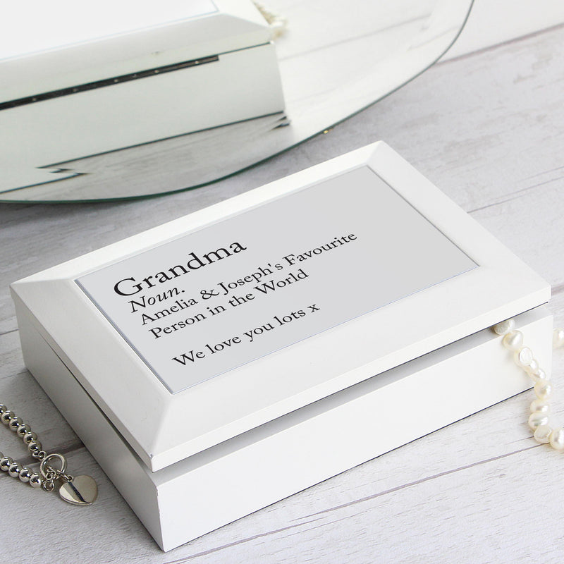 Personalised Definition White Wooden Jewellery Box