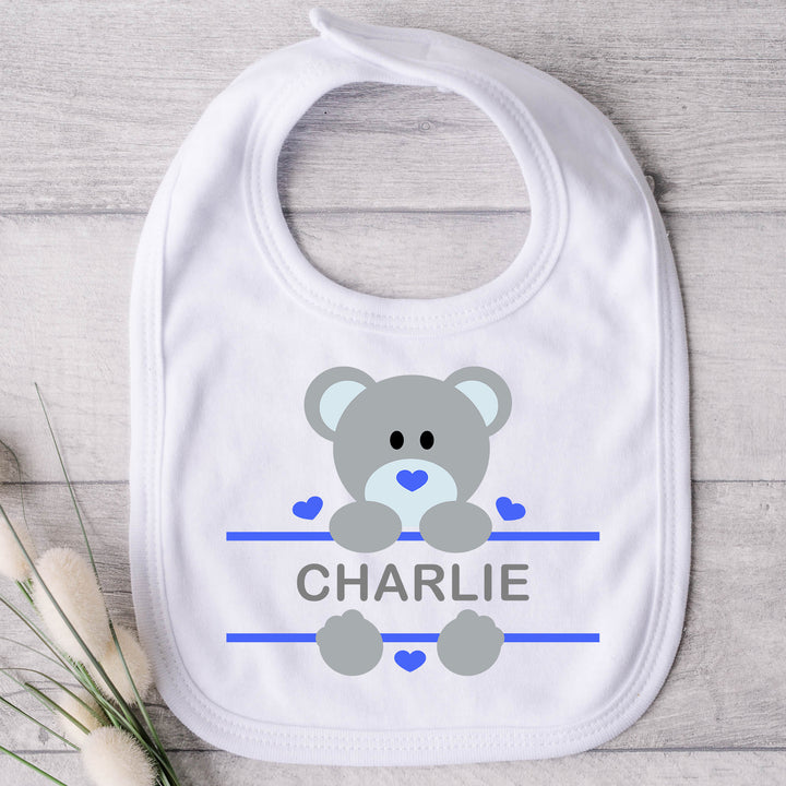 Personalised Teddy Bear Baby Bib with Name