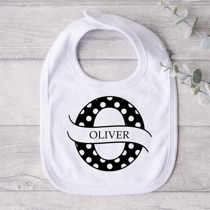 Personalised Polkadot Baby Bib with Name &amp; Dot Colour