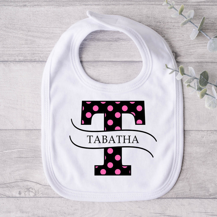 Personalised Polkadot Baby Bib with Name &amp; Dot Colour