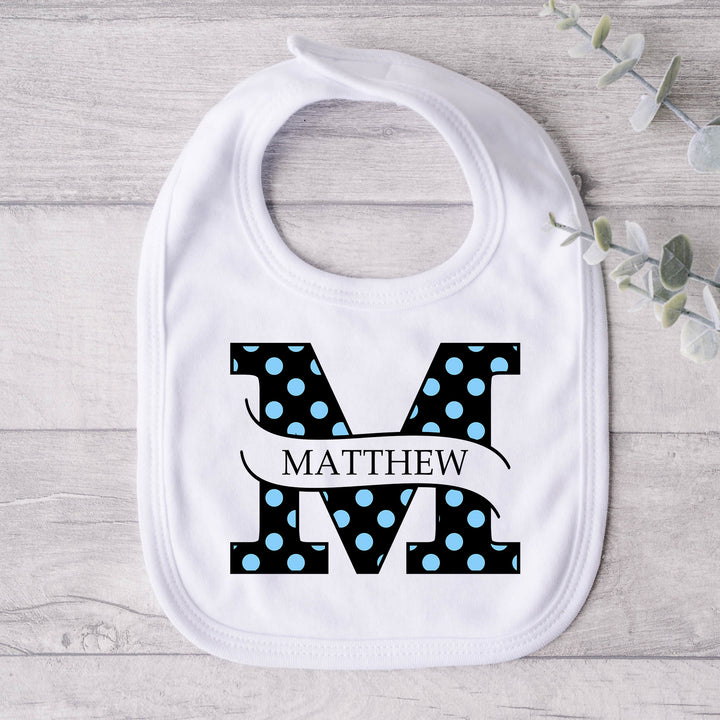 Personalised Polkadot Baby Bib with Name &amp; Dot Colour