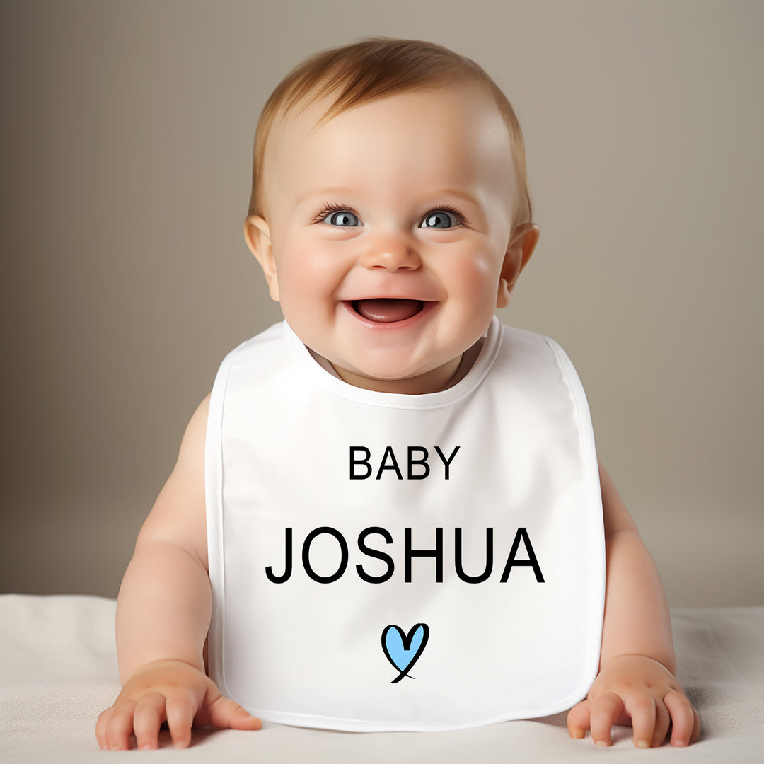 Personalised Heart Baby Bib with Name