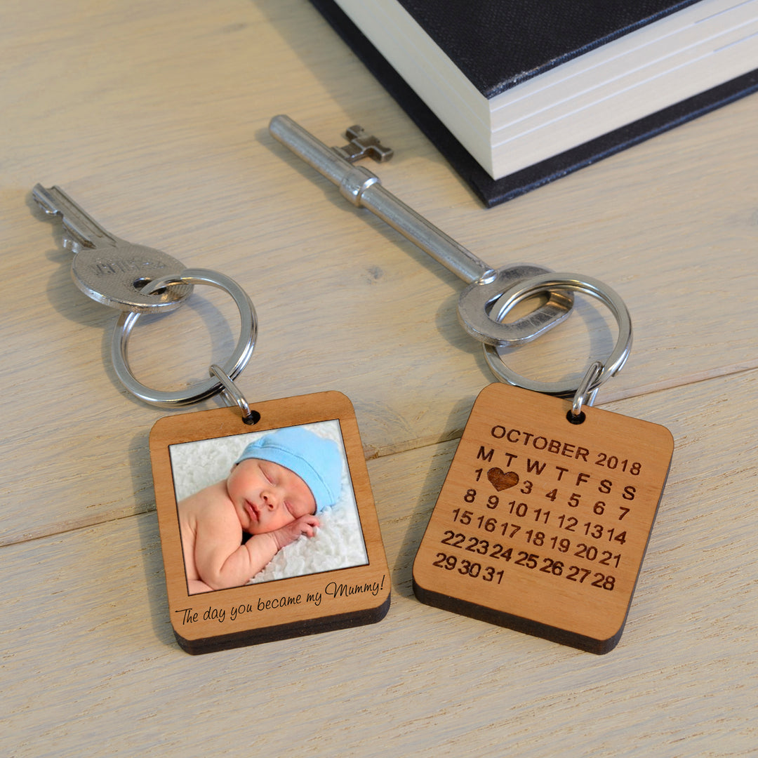 Personalised Mummy Photo Keyring with Date Calendar