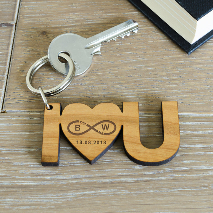 Personalised Infinity Love Keyring with Initials and Date
