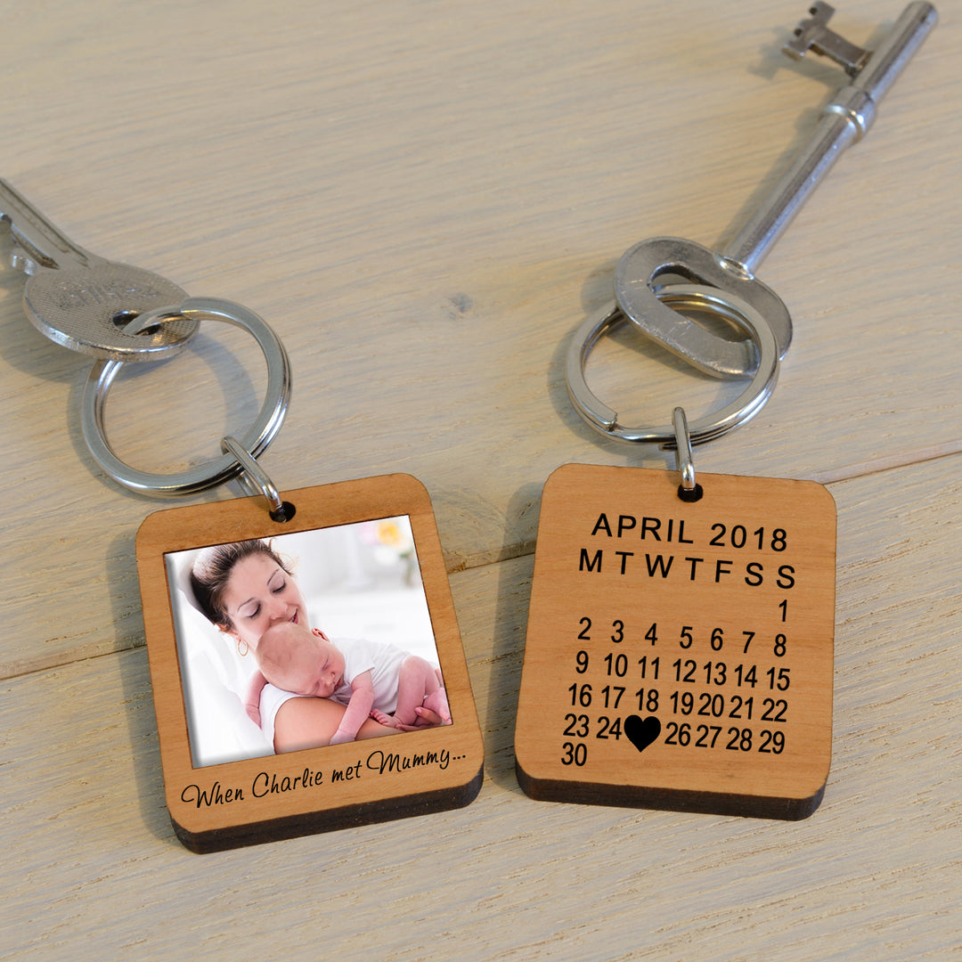 Personalised When Name Met Mummy Photo Keyring
