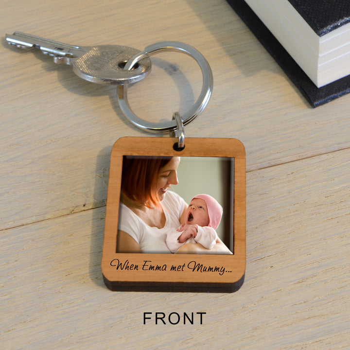 Personalised When Name Met Mummy Photo Keyring