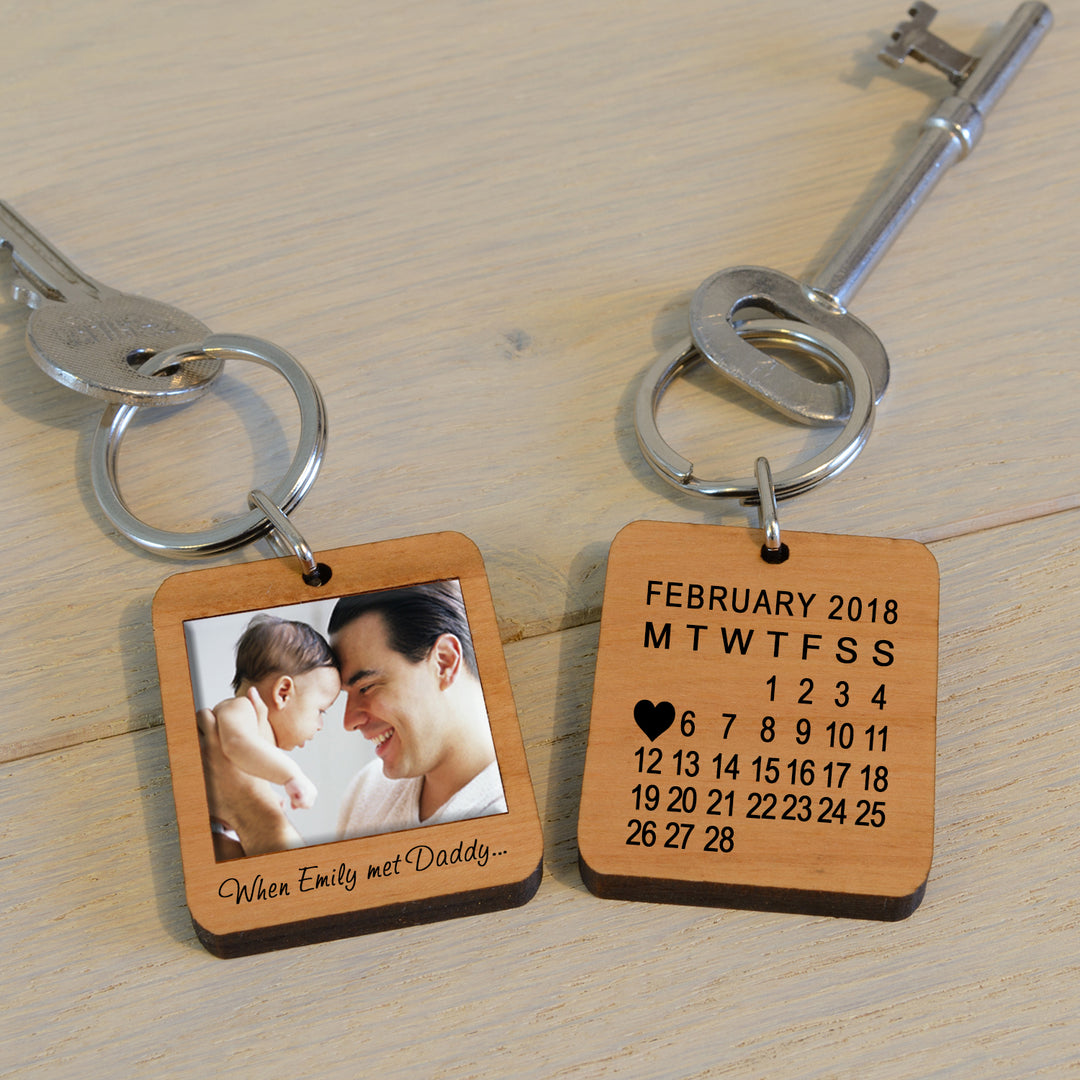Personalised When Name Met Daddy Photo Keyring