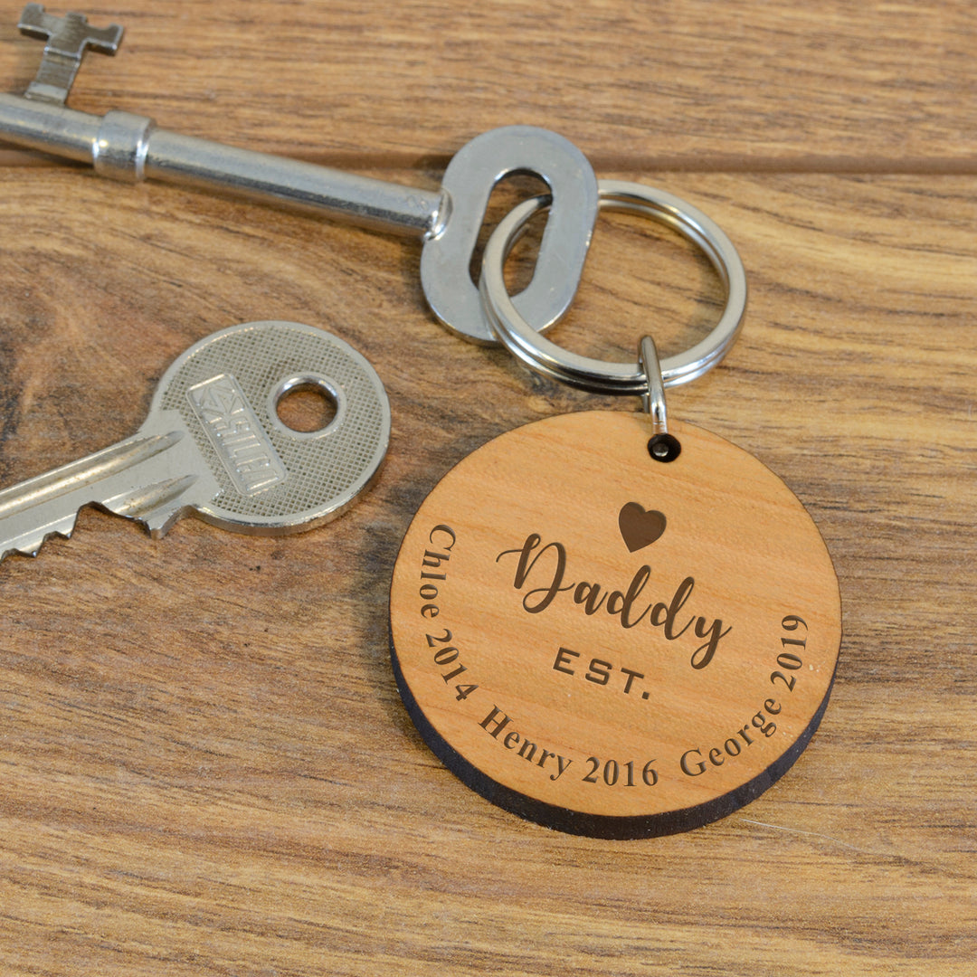 Personalised Established Cherry Wood Keyring