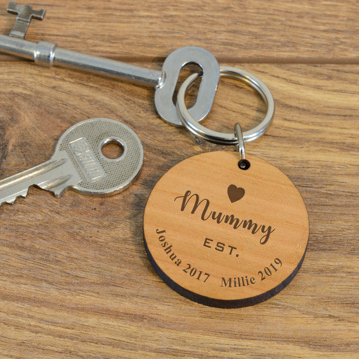 Personalised Established Cherry Wood Keyring