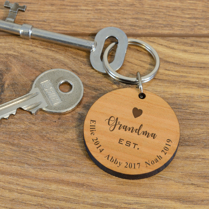 Personalised Established Cherry Wood Keyring