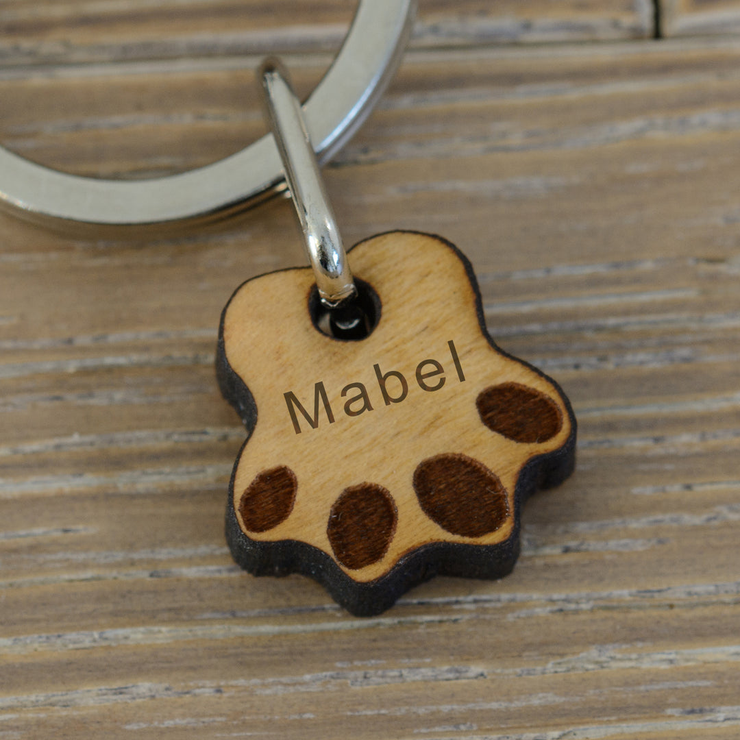 Personalised Paw Print Keyring with Name Tags