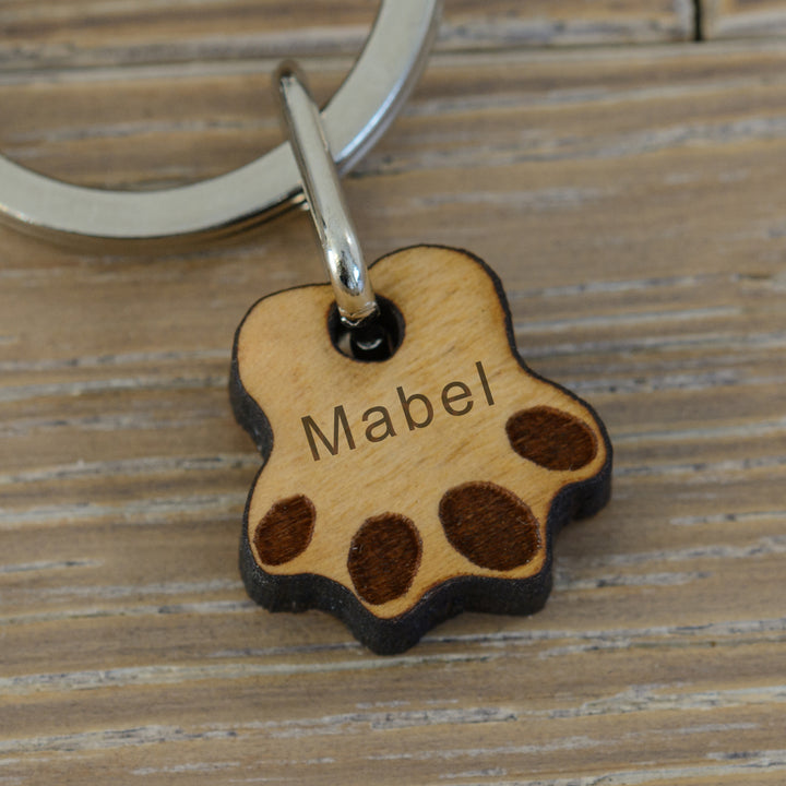 Personalised Paw Print Keyring with Name Tags