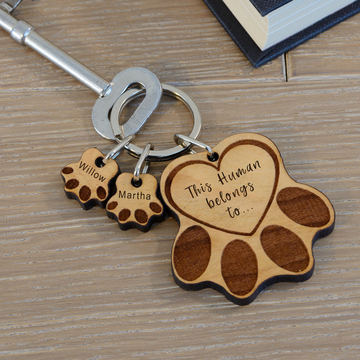 Personalised Paw Print Keyring with Name Tags