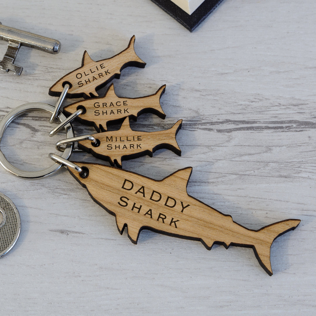 Personalised Daddy Shark Key Ring with Baby Shark Tags