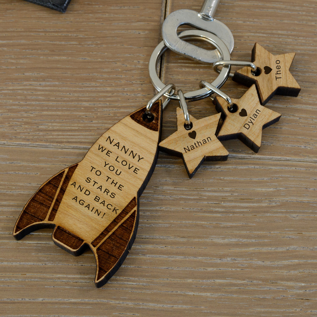 Personalised To the Stars and Back Rocket Keyring