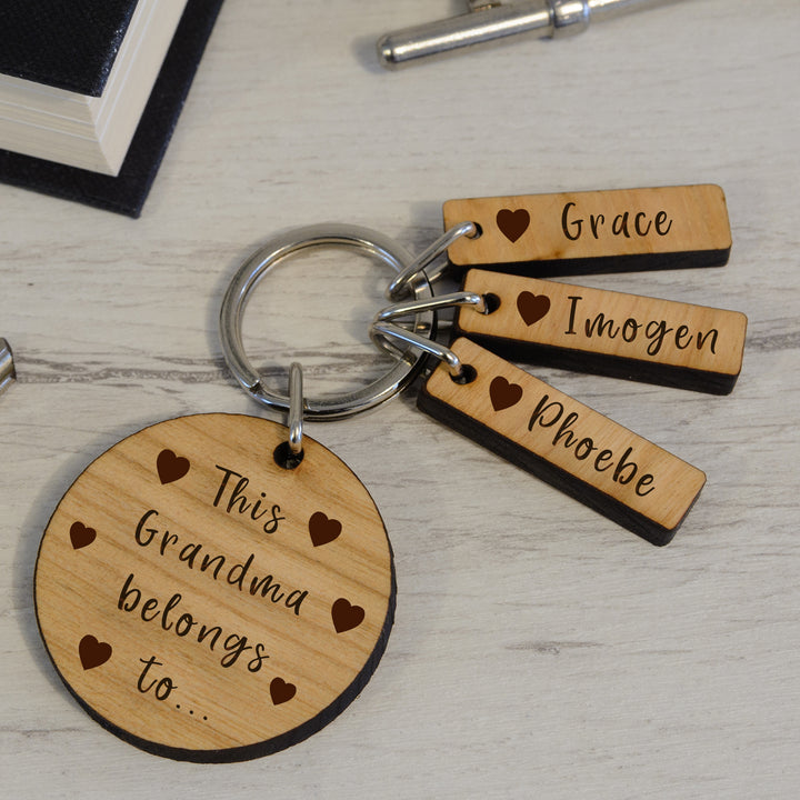 Personalised ‘This Belongs To’ Cherry Wood Keyring
