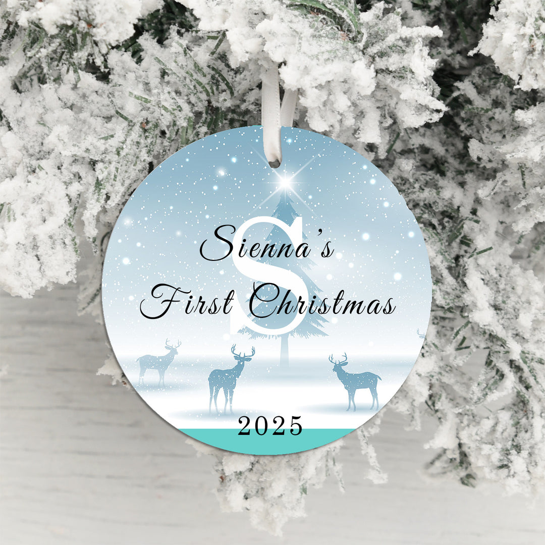 Personalised First Christmas Decoration with Name &amp; Year
