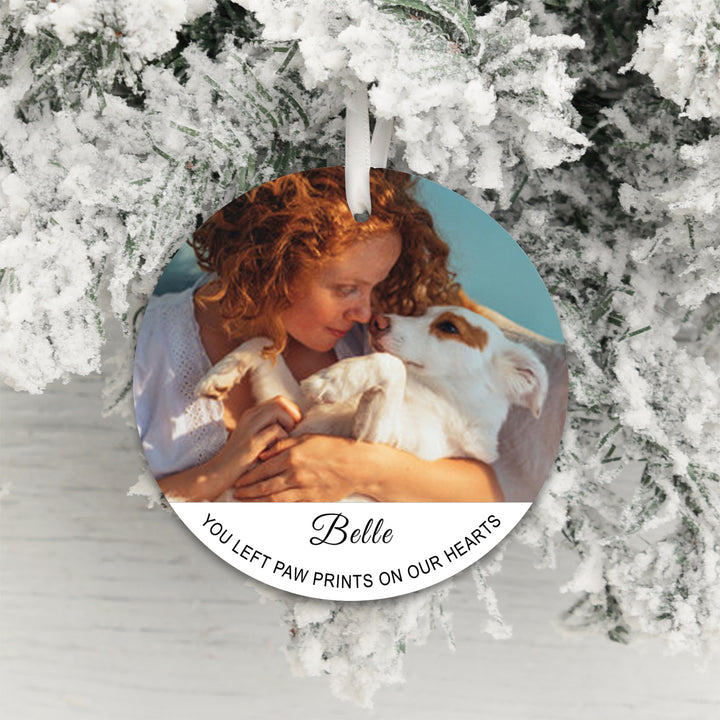 Personalised Paw Prints on Our Hearts Photo Decoration