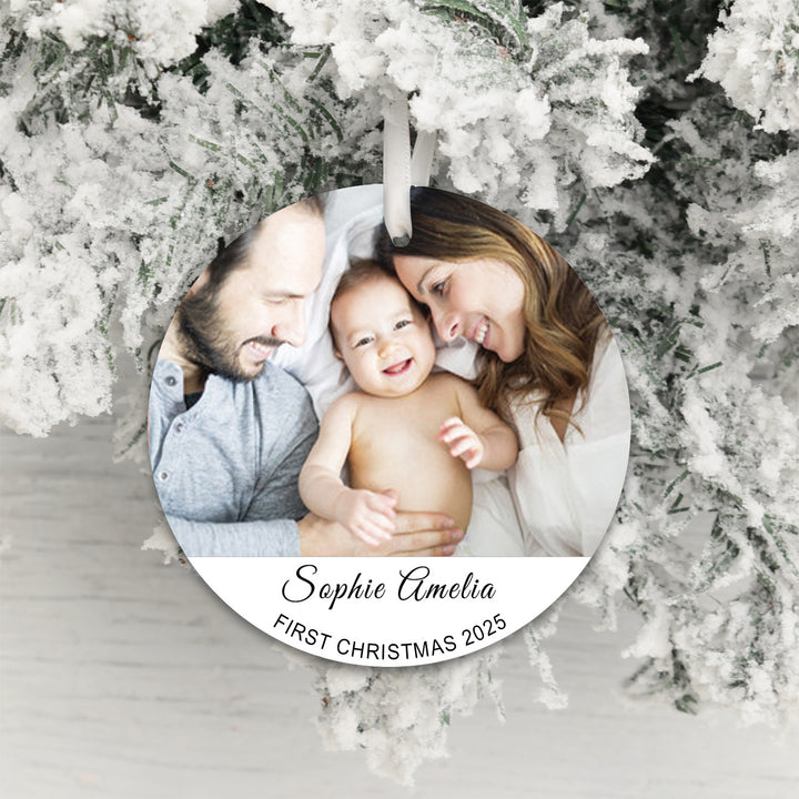 Personalised First Christmas Photo Hanging Decoration