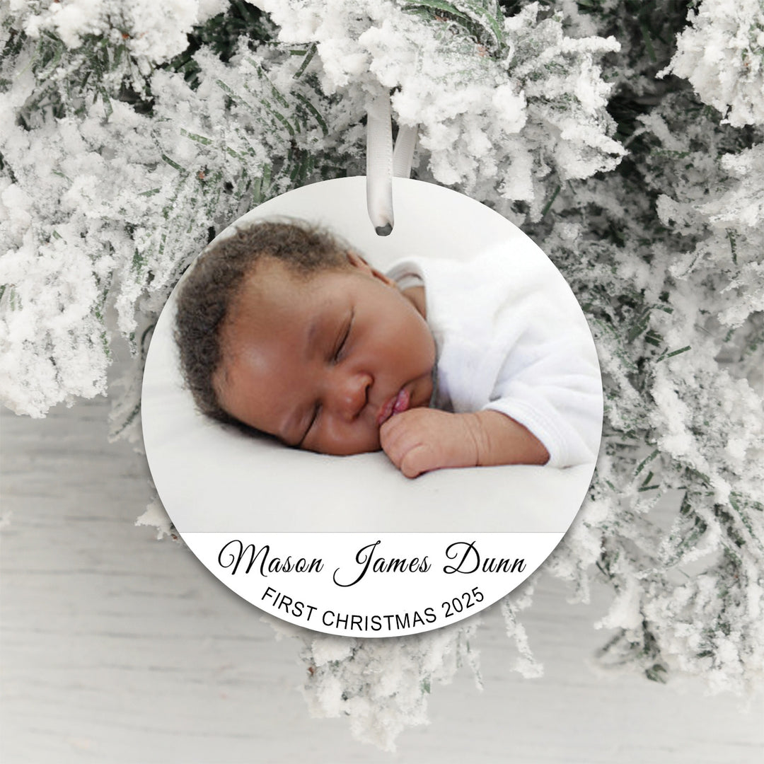 Personalised First Christmas Photo Hanging Decoration