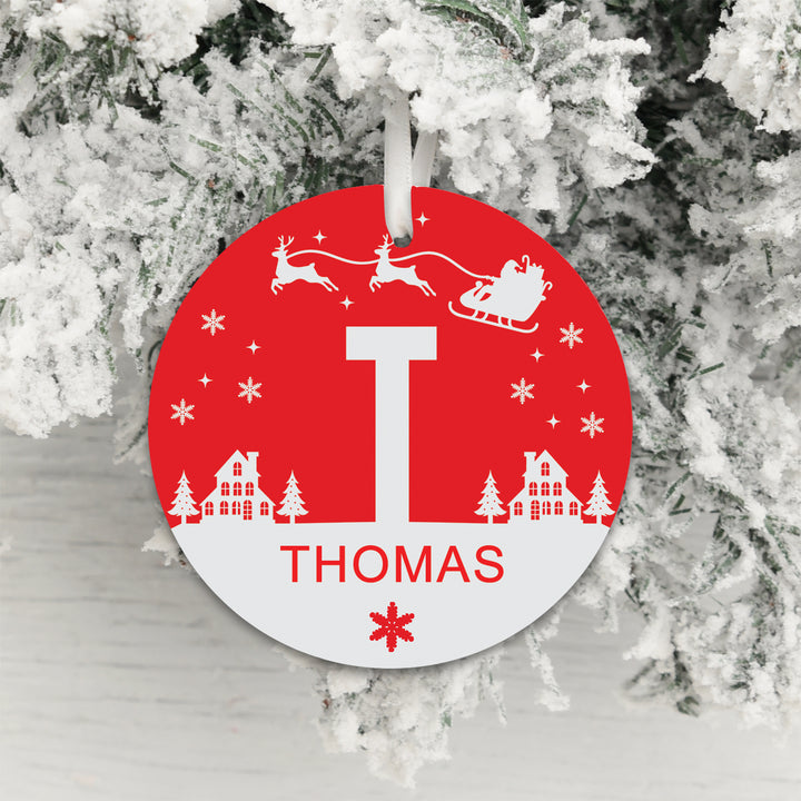 Personalised Name &amp; Initial Acrylic Christmas Decoration
