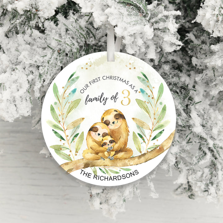 Personalised Family of 3 First Christmas Decoration