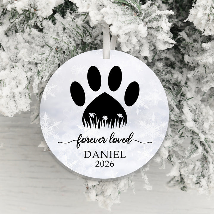 Personalised Forever Loved Paw Print Pet Decoration