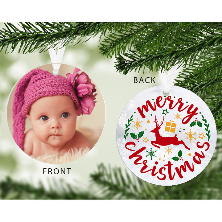 Personalised Merry Christmas Photo Hanging Decoration
