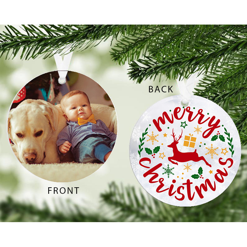 Personalised Merry Christmas Photo Hanging Decoration