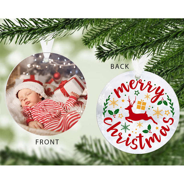 Personalised Merry Christmas Photo Hanging Decoration
