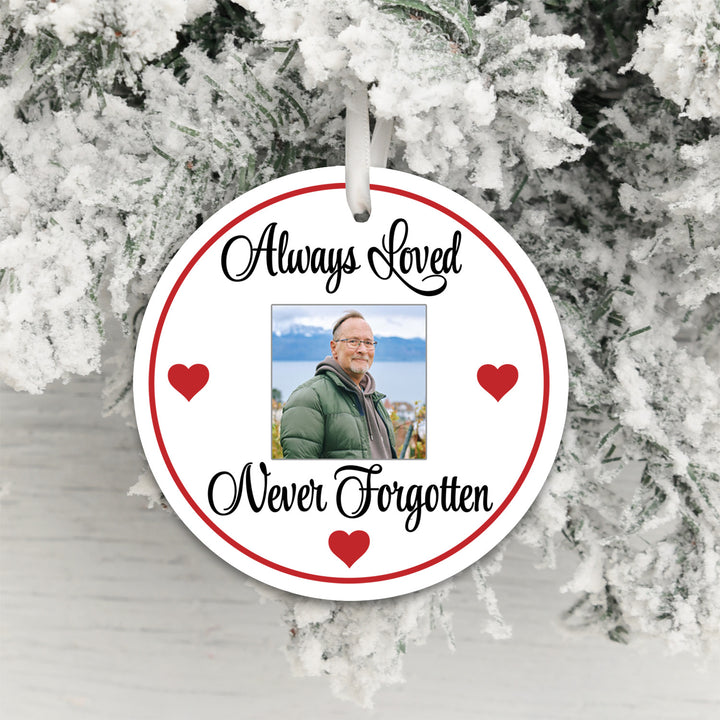 Personalised Always Loved Photo Upload Hanging Decoration