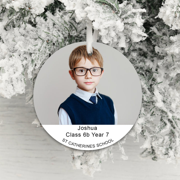 Personalised School Photo Hanging Decoration with Text