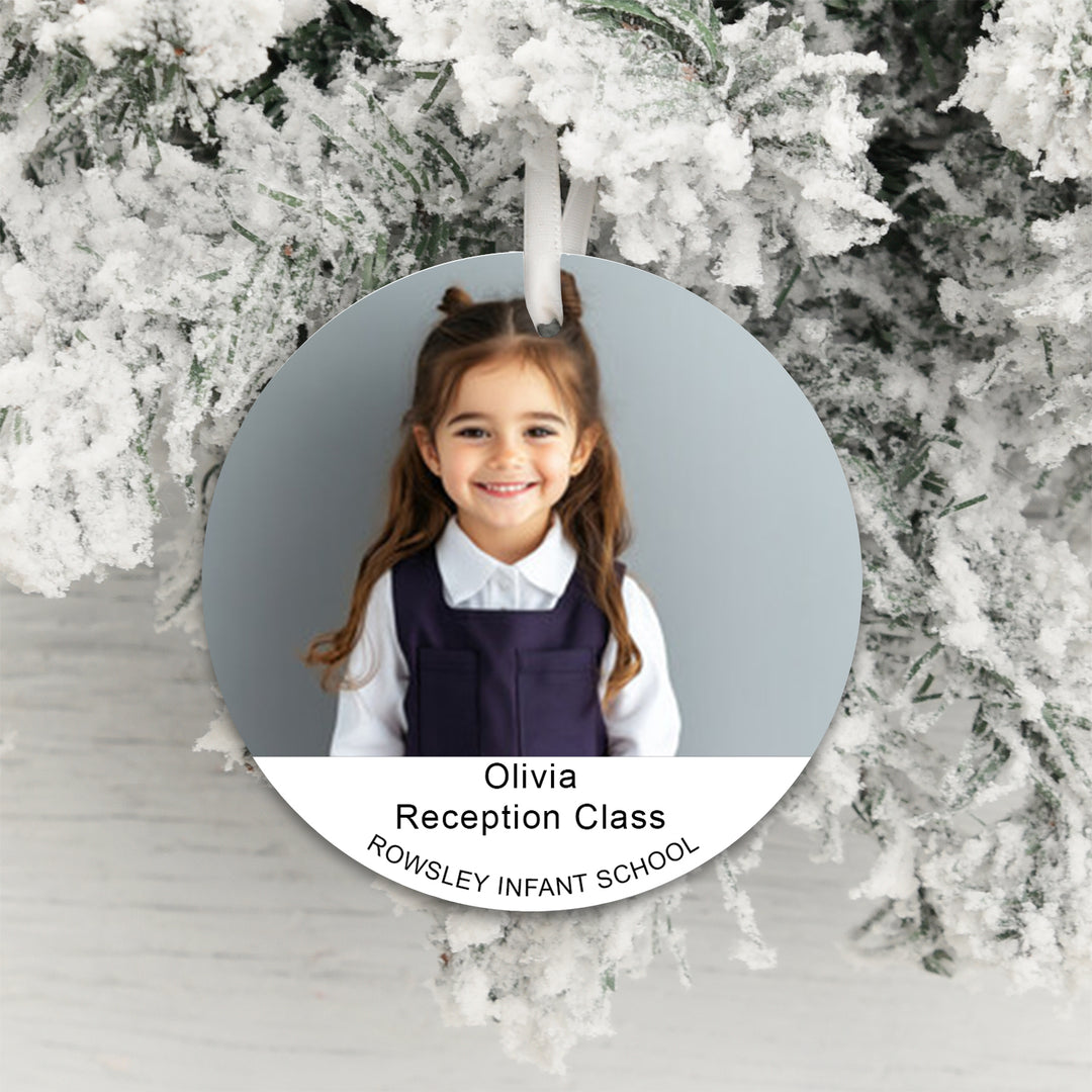 Personalised School Photo Hanging Decoration with Text