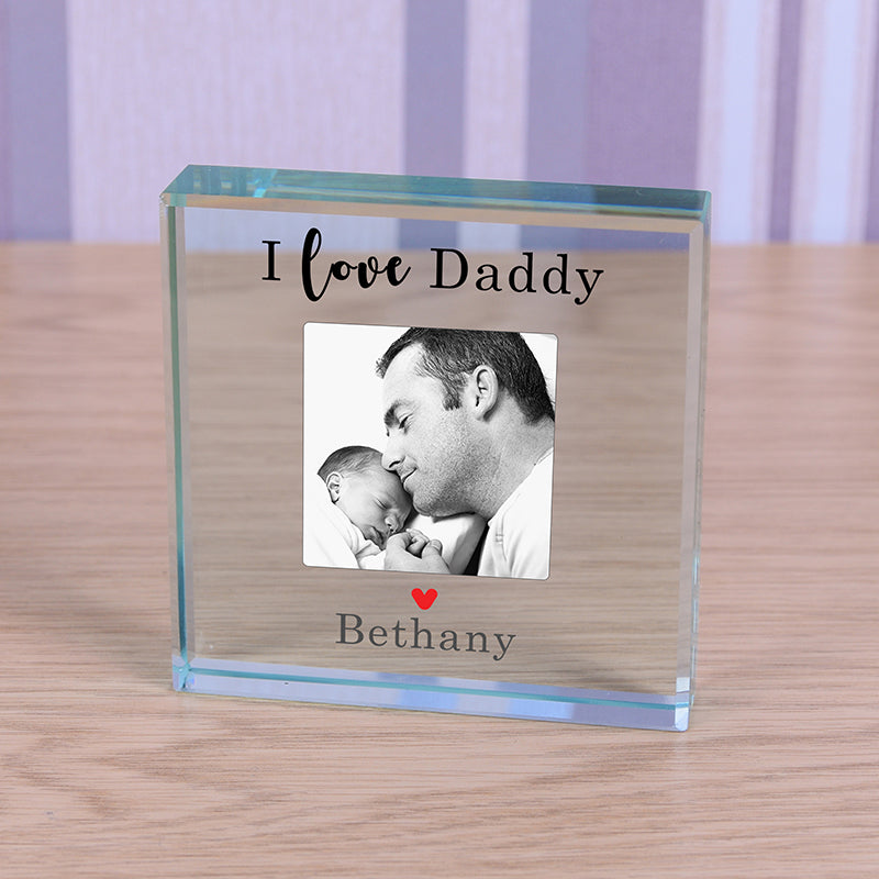 Personalised Daddy Love Glass Token with Photo