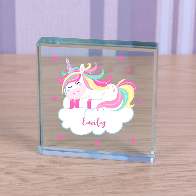 Personalised Unicorn Glass Token with Name