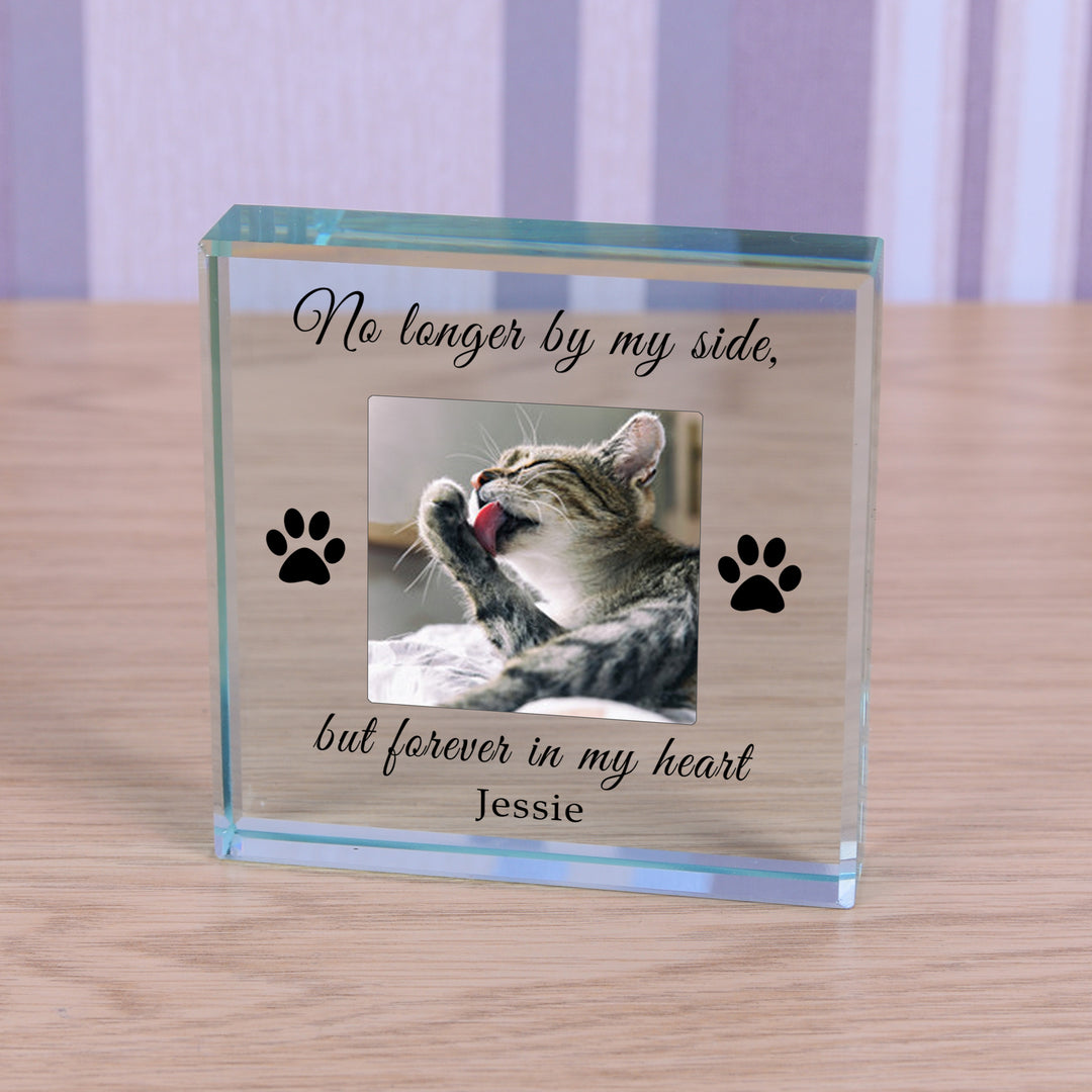 Personalised Pet Memorial Glass Token with Photo