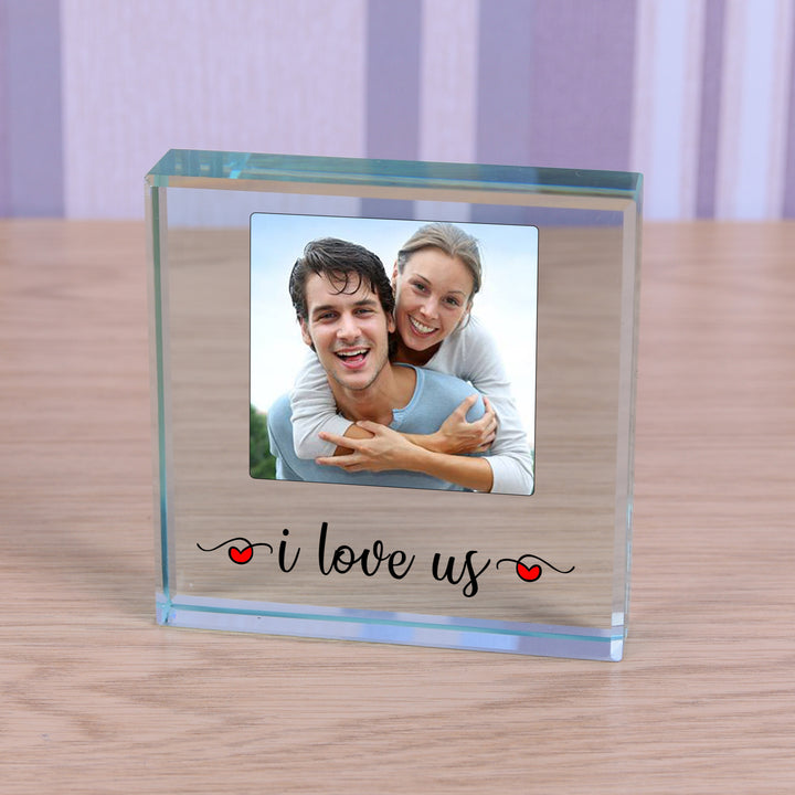 Personalised I Love Us Glass Token with Photo