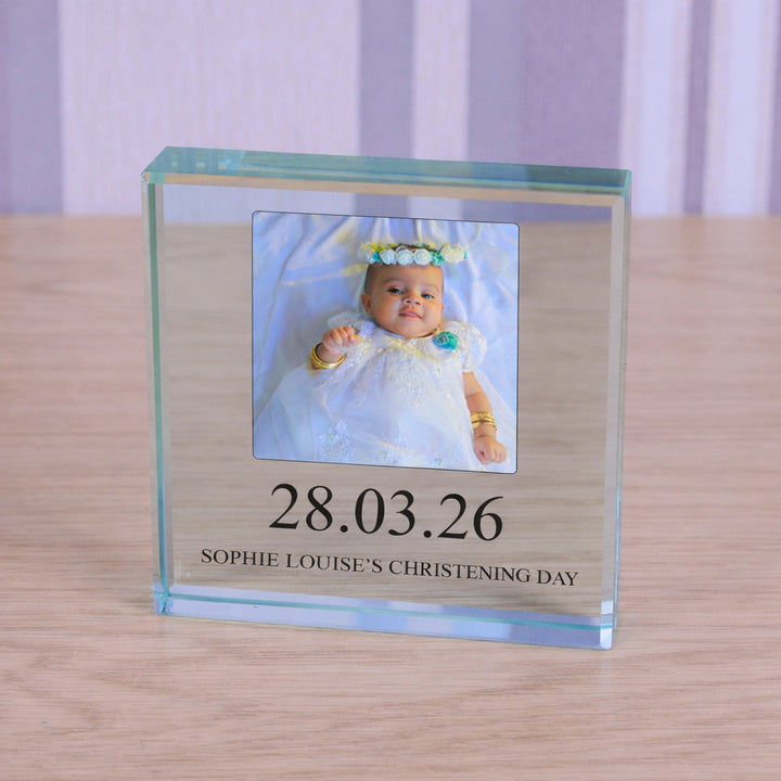 Personalised Glass Token with Photo, Date and Message