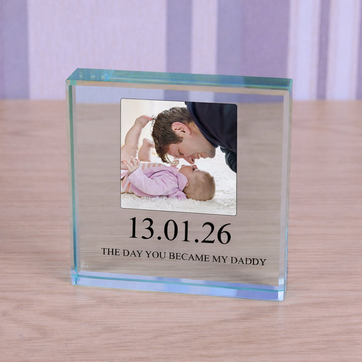 Personalised Daddy Photo Glass Token with Date